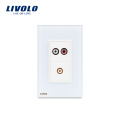 Livolo eua áudio 3.5mm e tomada de vídeo com plugue de tomada de parede elétrica de cristal de pérola branca vl-c591advd-11